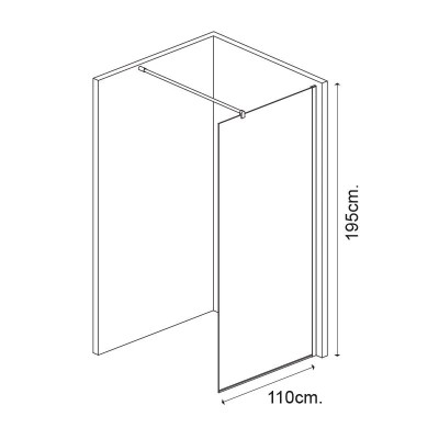 MAMPARA DUCHA PANEL 1 HOJA CRISTAL FIJO SERIE BOSTON BENOTTI (195X110 8MM)