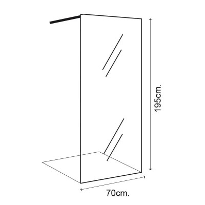 MAMPARA DUCHA PANEL 1 HOJA CRISTAL FIJO SERIE MIAMI BENOTTI (195X70CM 8MM)