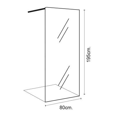 MAMPARA DUCHA PANEL 1 HOJA CRISTAL FIJO SERIE MIAMI BENOTTI (195X80CM 8MM)