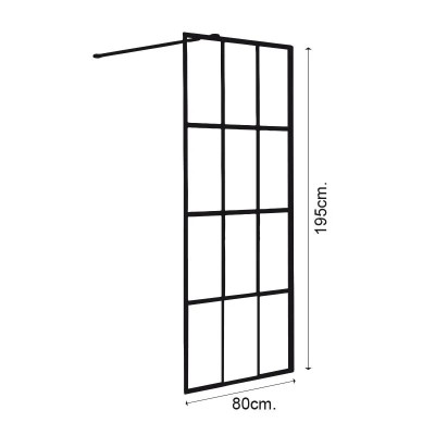 MAMPARA DUCHA PANEL NEGRO 1 CRISTAL FIJO BENOTTI (195X80CM 6MM)