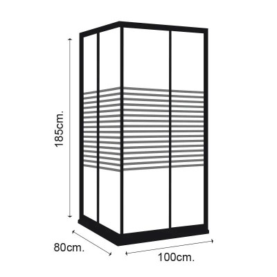 MAMPARA DUCHA RECTANGULAR RAYADA BENOTTI (185X100X80CM 6MM)