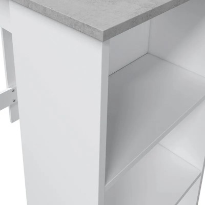 MESA ALTA COCINA/BAR CON ESTANTERÍA 105X103X50CM BLANCO/CEMENTO MOMI