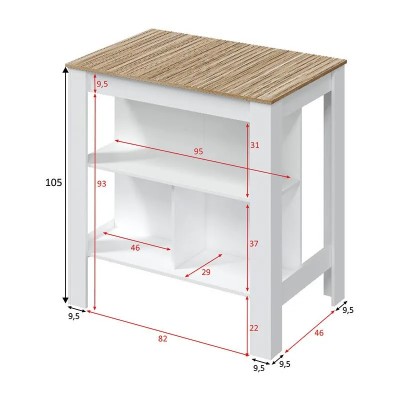 MESA ALTA COCINA/ISLA BL.ARTIK/NATUR KIRA 105X103X67CM MOMI