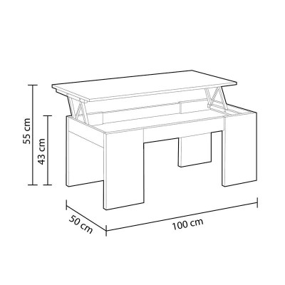 MESA CENTRO ELEVABLE 43X100X50CM GRIS CENIZA MOMI