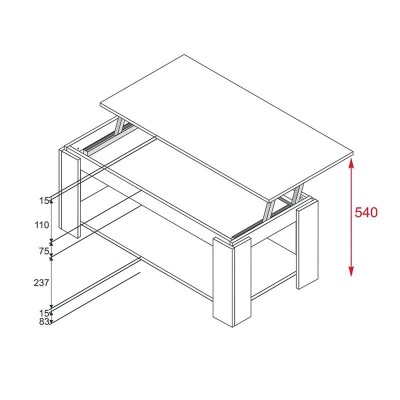 MESA CENTRO ELEVABLE 43X102X50CM BLANCO ARTIK MOMI