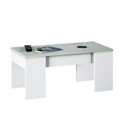 MESA CENTRO ELEVABLE 45X100X50CM CEMENTO/BL. ARTIK MOMI