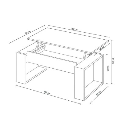 MESA CENTRO ELEVABLE 45X105X55CM BLANCO ARTIK MOMI