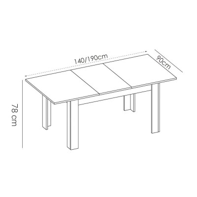 MESA DE COMEDOR EXTENSIBLE 78X140X90CM BL.ARTIK/R.CANADIAN MOMI