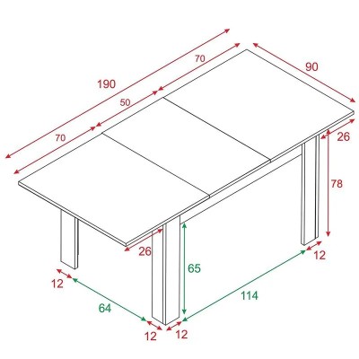 MESA DE COMEDOR EXTENSIBLE 78X140X90CM SERIE KENDRA MOMI