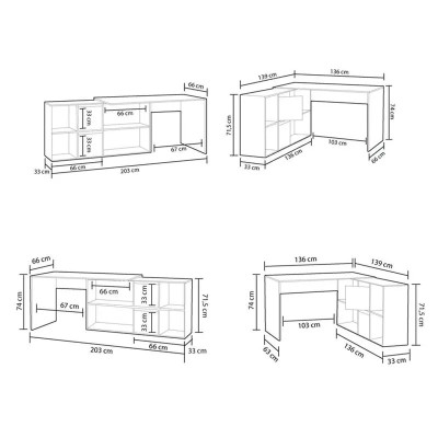 MESA ESCRITORIO CON BUC 74X136X139CM BL. ARTIK/CEMENTO MOMI