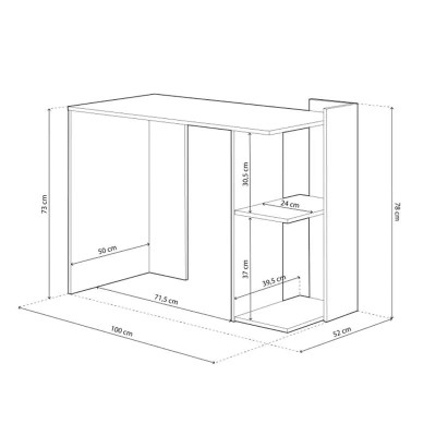 MESA ESCRITORIO REVERSIBLE 78X100X52CM ROBLE NODI/BLANCO ARTIK MOMI