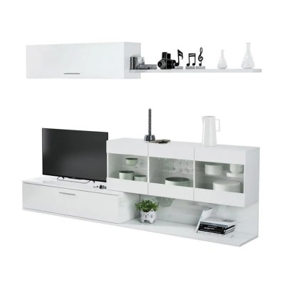 MODULO SALÓN TV 84X260X41CM BLANCO BRILLO MOMI