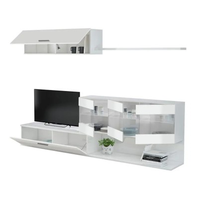 MODULO SALÓN TV 84X260X41CM BLANCO BRILLO MOMI