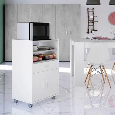 MUEBLE AUXILIAR COCINA 2P + 1 CAJÓN 92X59X40CM BLANCO/CEMENTO MOMI