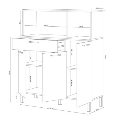 MUEBLE AUXILIAR COCINA 3P +1CAJÓN 126X108X40CM BL.ARTIK/R.CANADIAN MOMI