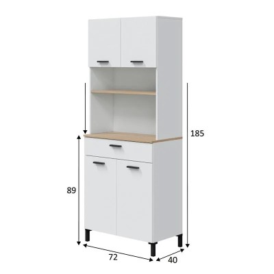 MUEBLE AUXILIAR COCINA 4P +1CAJÓN 185X72X40CM BL.ARTIK/NATUR KIRA MOMI