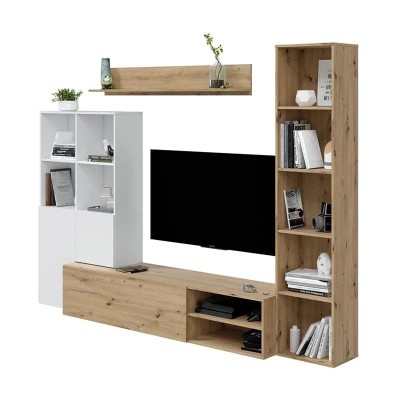 MUEBLE SALÃN TV 180x240x40CM R.NODI/ BL. ARTIK ARTIK/OXIDO  MOMI