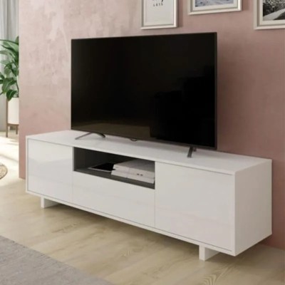 MUEBLE TV ZAIRA BLANCO BRILLO / GRIS CENIZA MOMI