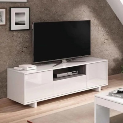 MUEBLE TV ZAIRA BLANCO BRILLO / GRIS CENIZA MOMI