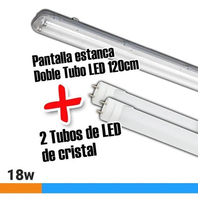 PANTALLA ESTANCA 120CM CON DOBLE TUBO LED 18W AIRMEC