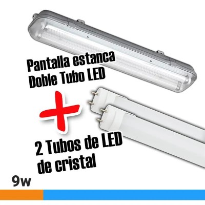 PANTALLA ESTANCA 60CM CON DOBLE TUBO LED 9W AIRMEC