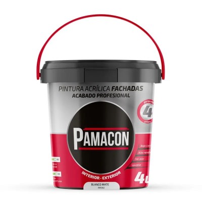 PINTURA ACRILICA PRO INTERIOR /EXTERIOR 4 LITROS BLANCO MATE PAMACON