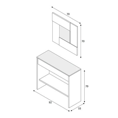 RECIBIDOR CONSOLA 1 CAJÓN + ESPEJO 79X92X33CM R. CANADIAN/OXIDO MOMI