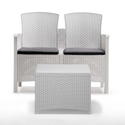 SET DE JARDIN 1 SOFA + 2 SILLONES + MESA SERIE LIDO 2 STORAGE WHITE BICA