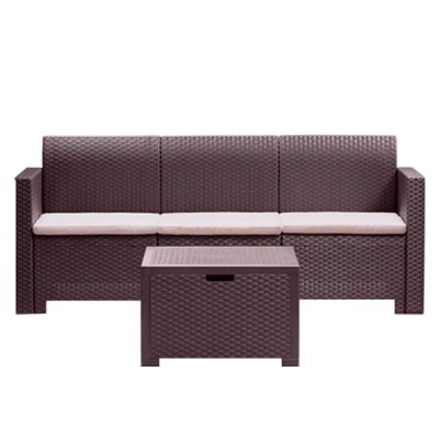 SET DE JARDIN 1 SOFA + 2 SILLONES + MESA SERIE NEBRASKA 3 BROWN BICA