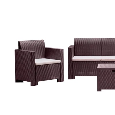 SET DE JARDIN 1 SOFA + 2 SILLONES + MESA SERIE NEBRASKA 3 BROWN BICA