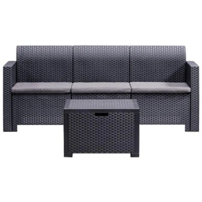 SET DE JARDIN 1 SOFA + 2 SILLONES + MESA SERIE NEBRASKA 3 GRAPHITE BICA