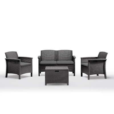 SET DE JARDIN 1 SOFA + 2 SILLONES + MESA SERIE VENEZIA 2 GRAPHITE BICA