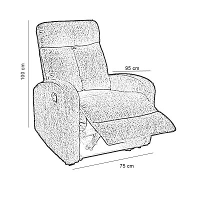 SOFÁ RELAX RECLINABLE 1 PLAZA 100X95X75CM GRIS OSCURO MOMI