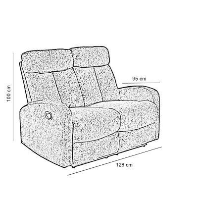 SOFÃ RELAX RECLINABLE 2 PLAZAS 128X95X180CM GRIS OSCURO MOMI