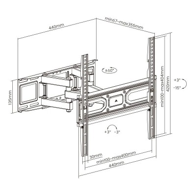 SOPORTE DE TELEVISION EXTENSIBLE 37-80" LARRYHOUSE