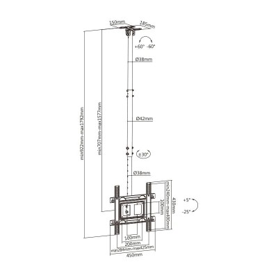 SOPORTE TELEVISION DE TECHO 32-70" LARRYHOUSE