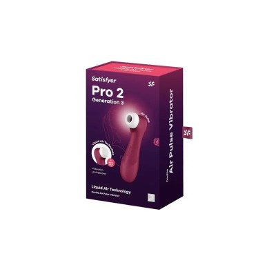 SUCCIONADOR DE CLÍTORIS PRO 2 GENERATION 3 LIQUID AIR WINE RED SATISFYER