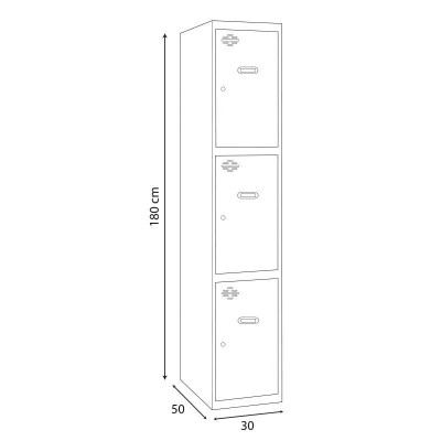 TAQUILLA METALICA AZUL 3 PUERTAS 1800X300X500MM AIRMEC