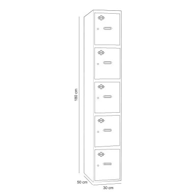 TAQUILLA METALICA AZUL 5 PUERTAS 1800X300X500MM AIRMEC