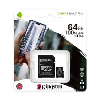 TARJETA MICROSD HC 64GB  ADAPTADOR CANVAS SELECT PLUS CLASE 10 KINGSTON