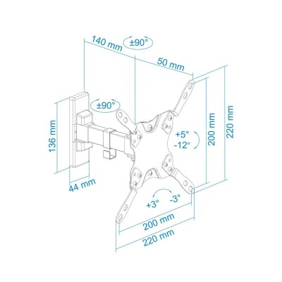 SOPORTE TV MONITOR TOOQ 13-42 GIRATORIO/INCLINABLE 20KG MAX