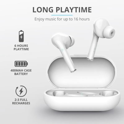 AURICULARES TRUST NIKA TOUCH EARPHONES BLUETOOTH WIRELESS WHITE