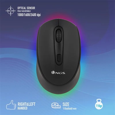 RATON NGS SMOG WIRELESS MULTIDEVICE WIRELESS RECARGABLE LED BLACK