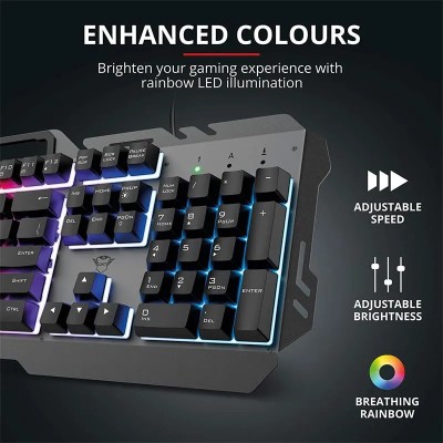 TECLADO TRUST GXT 853 ESCA GAMING METALICO USB RGB