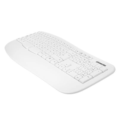 TECLADO PHOENIX K201 ERGONOMICO WIRELESS WHITE