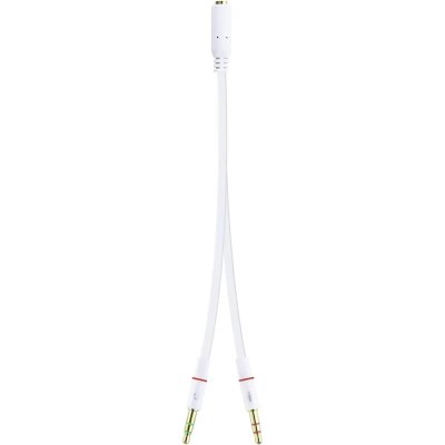 CABLE AUDIO NANOCABLE JACK 3.5/H - X2 JACK 3.5/M 20CM WHITE