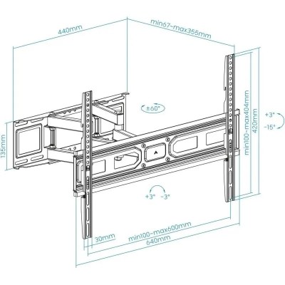 SOPORTE TV MONITOR TOOQ 37-80 40KG INCLINABLE/GIRATORIO BLACK