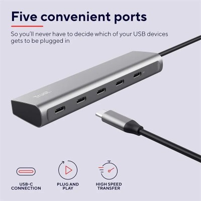 HUB USB-C TRUST 5 PUERTOS HALYX USB-C 3.2