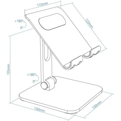 SOPORTE SOBREMESA TOOQ AJUSTABLE PARA TABLET HASTA 13 BLACK