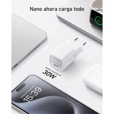 CARGADOR ANKER 511 NANO 3 30W 20V FAST CHARGE USB-C WHITE